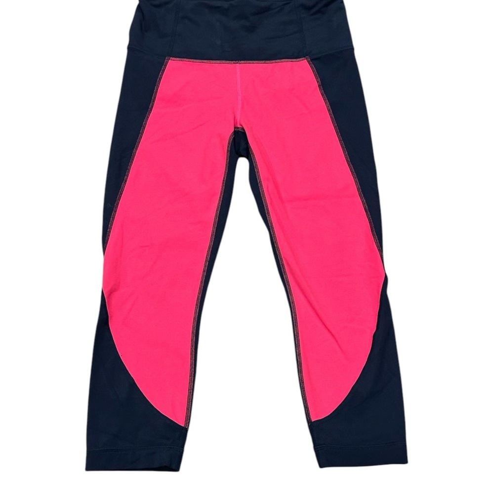 Women's Athleta Small Capri Pants Leggings Blue Pink Pull On Stretch Active NWT - Picture 3 of 9
